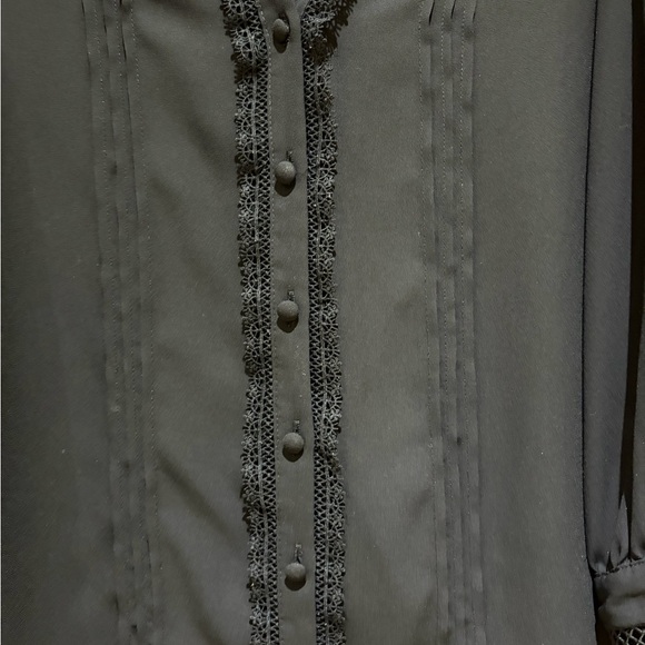 CeCe Black Blouse with Lace Trim - Picture 3 of 7